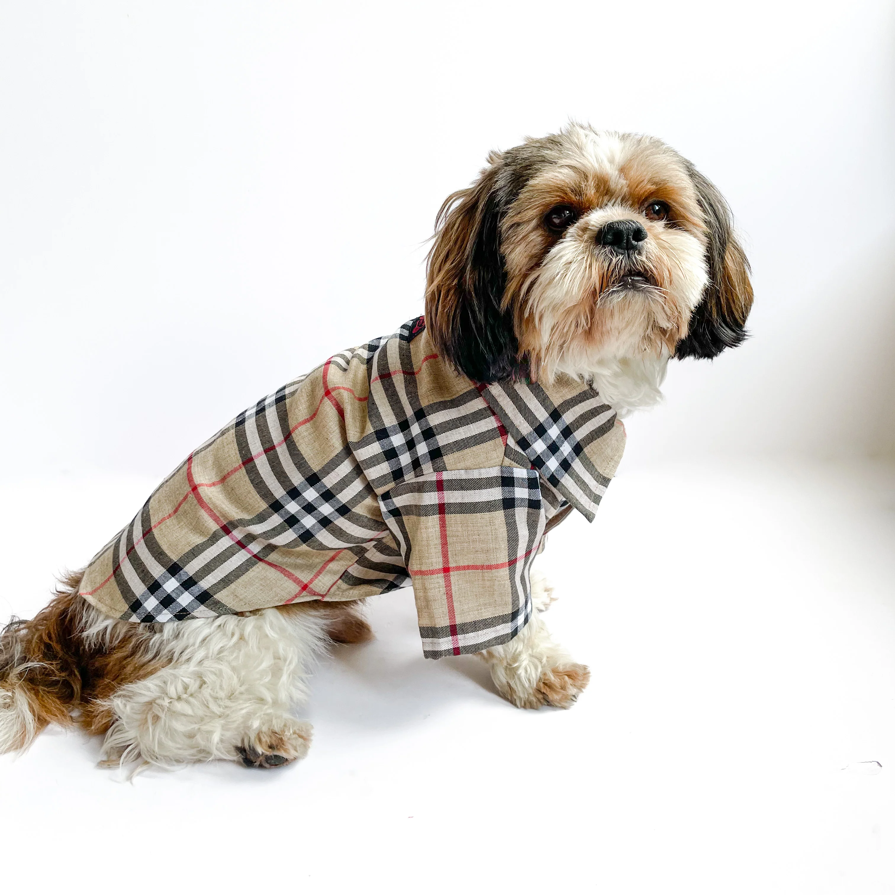 Pawgy Pets Beige Checks Shirt/Sando for Dogs - Image 4