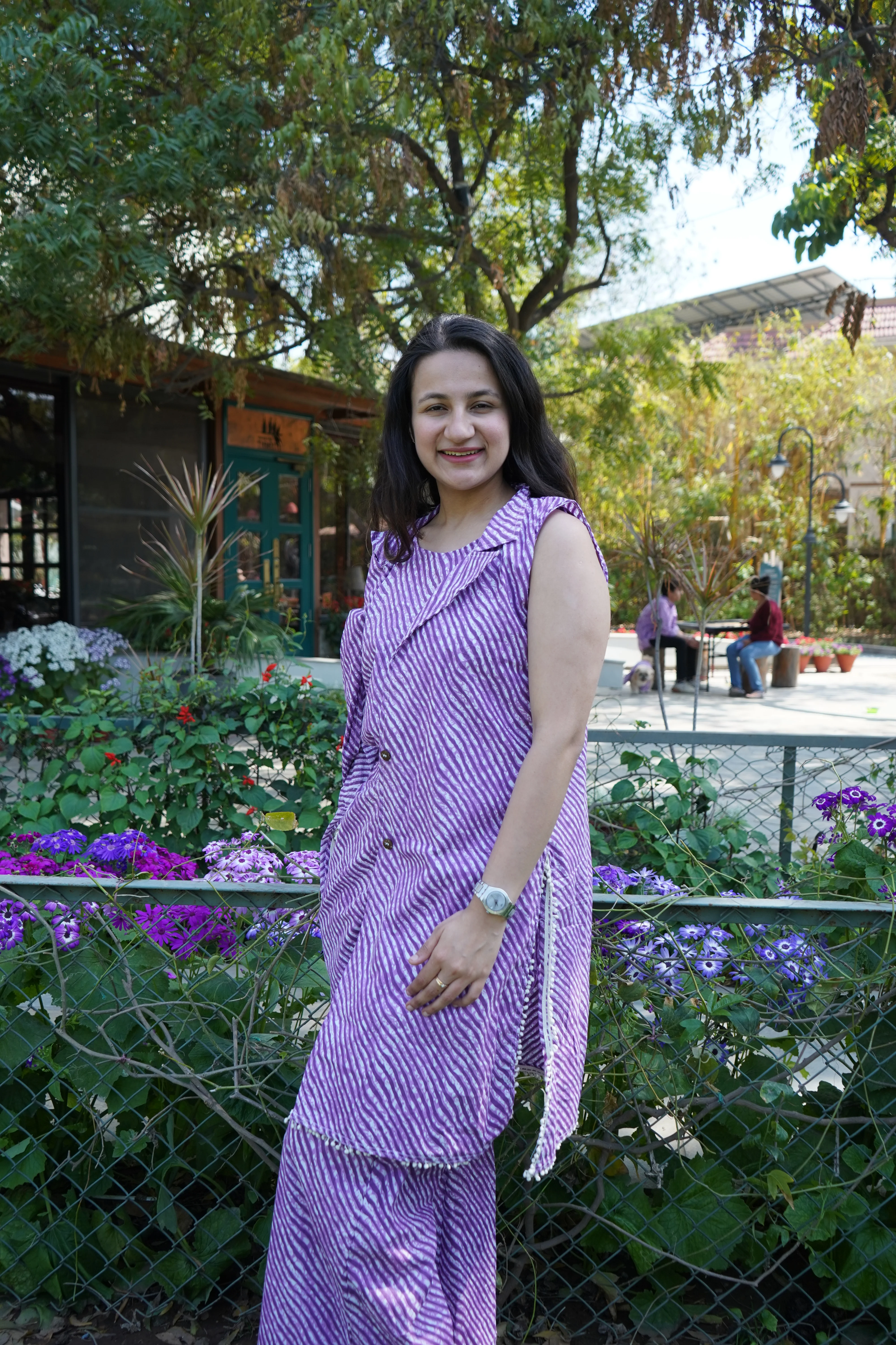 Women Coord Set + Doggo Kurta (Lehriya Purple) - Image 3