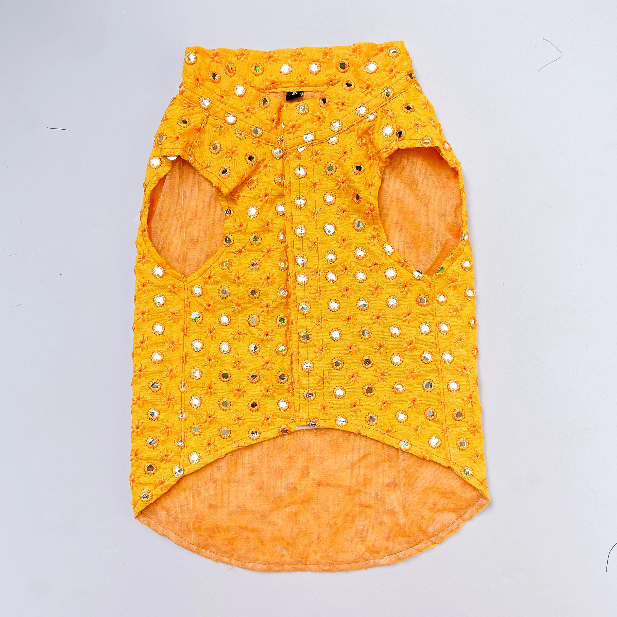 Pawgy Pets Festive Shirt Yellow Mirror Work for Dogs - Image 3