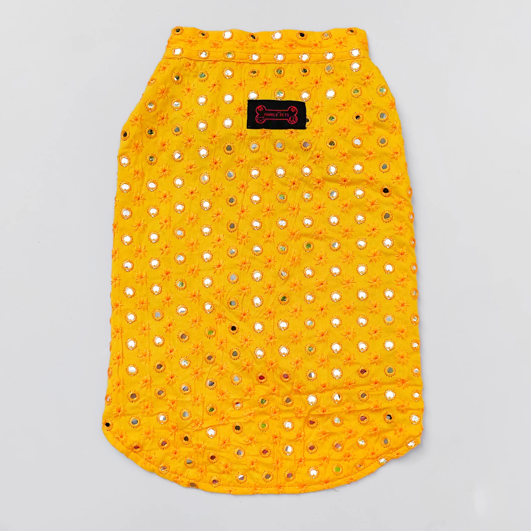 Pawgy Pets Festive Shirt Yellow Mirror Work for Dogs - Image 4