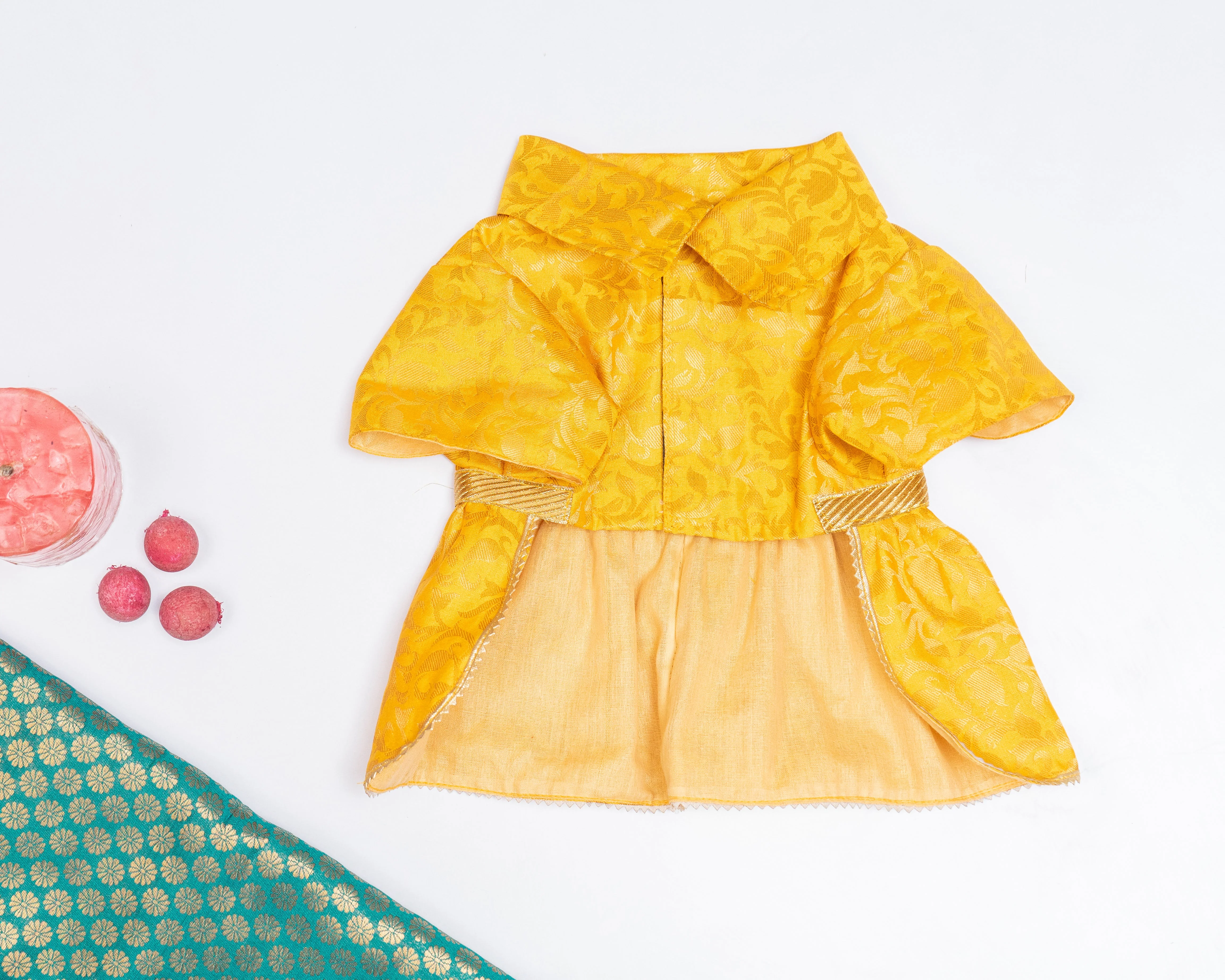 Pawgy Pets Occasion wear Dress Yellow: Cat - Image 3