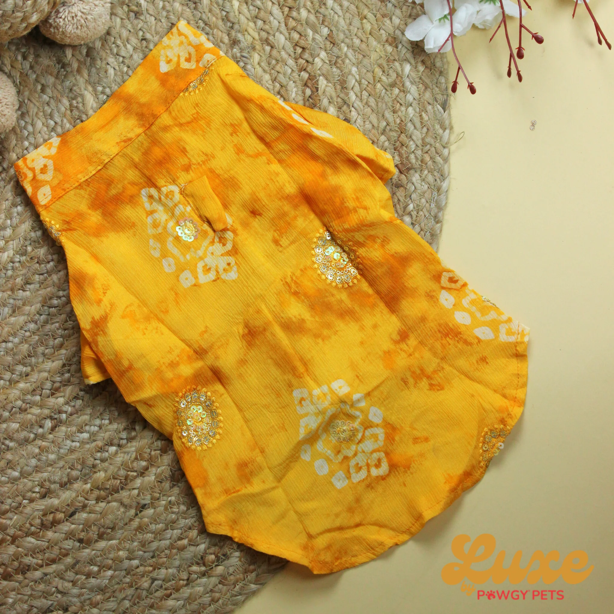 Luxe by Pawgy Pets Bandani kurta Yellow - Image 5