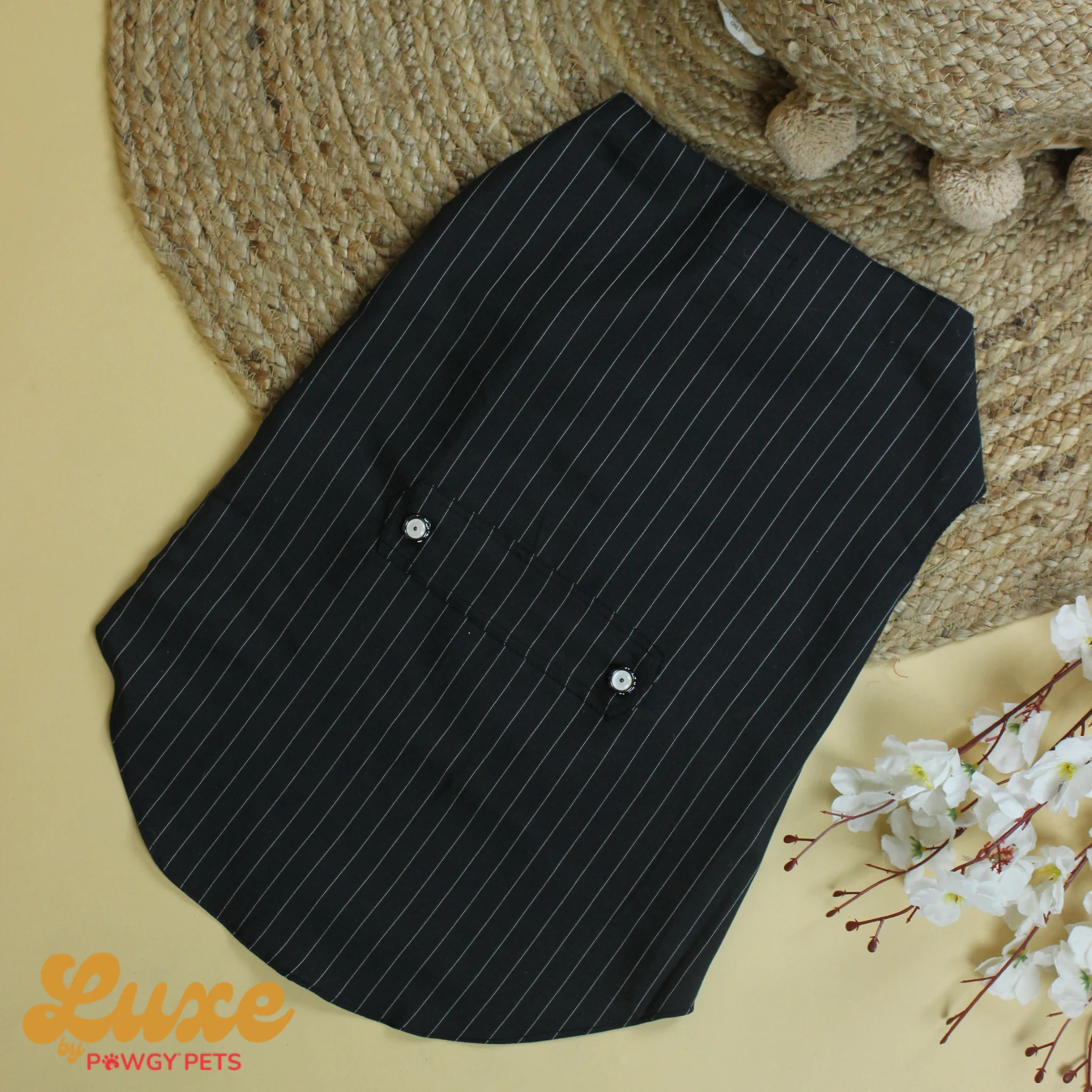 Luxe by Pawgy Pets Black Stripe  Bowtie Tuxedo - Image 3