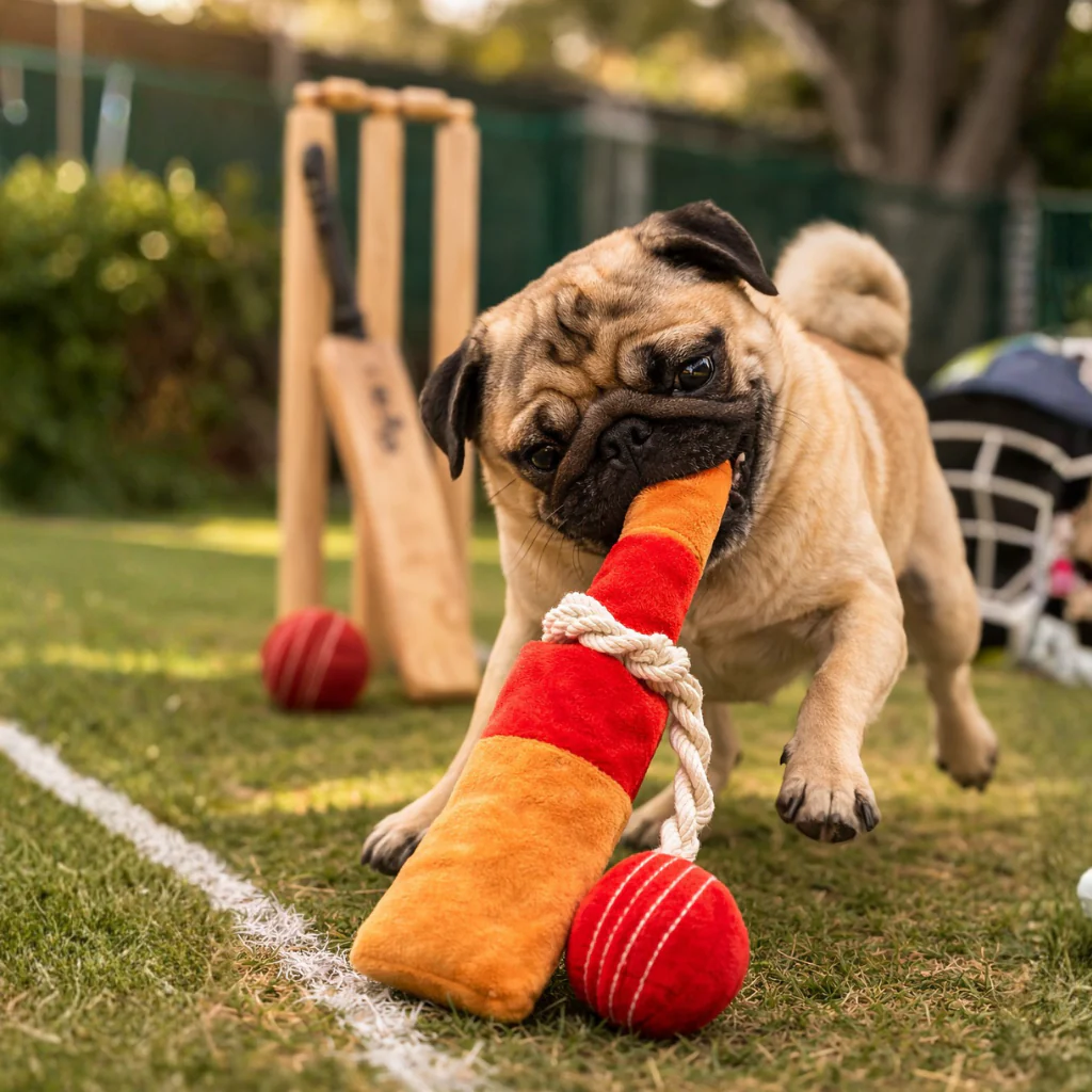 Pawgy Pets Cricket Fever Doggo Plush + Rope Toy - Image 5