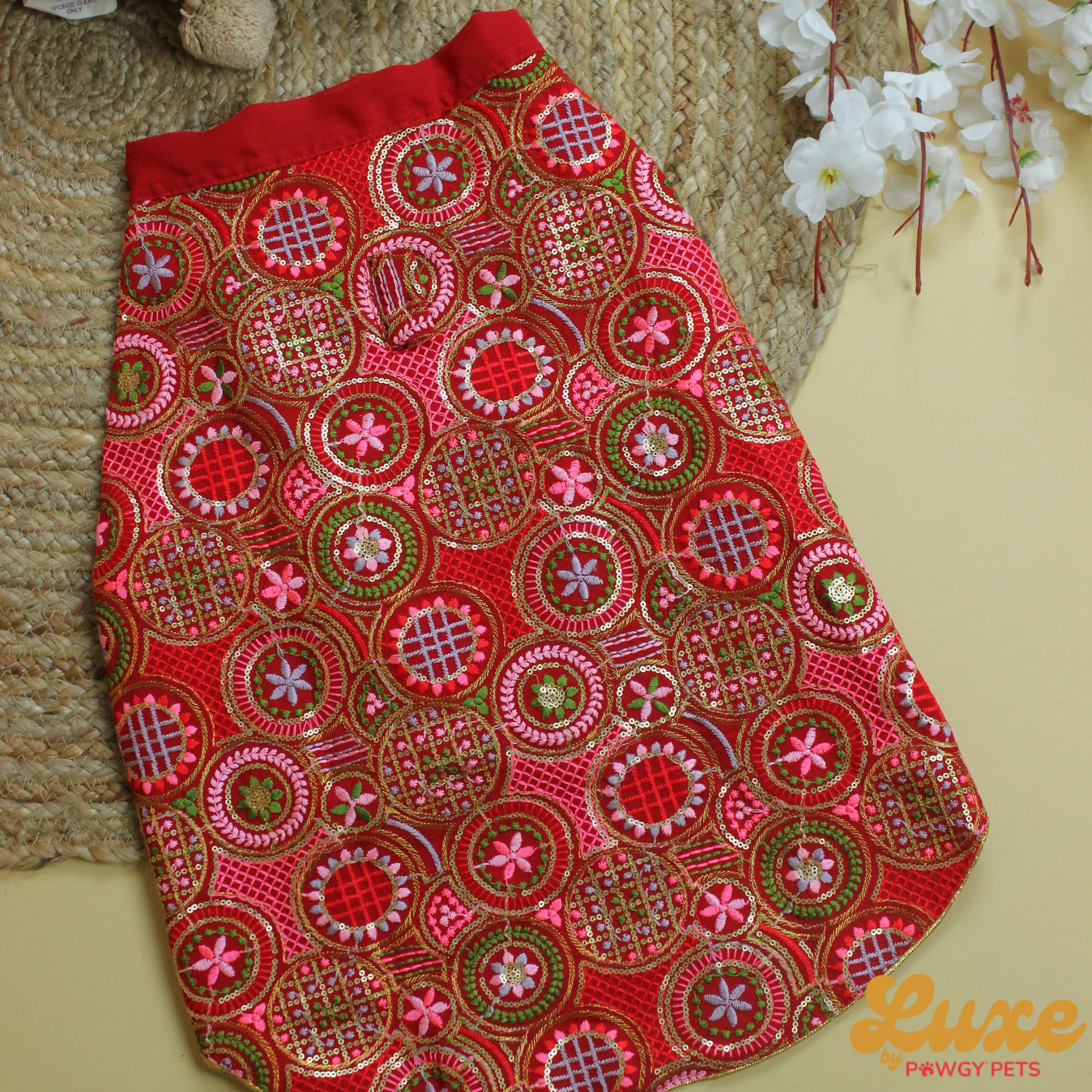 Luxe by Pawgy Pets Embroidered Red Kurta - Image 4