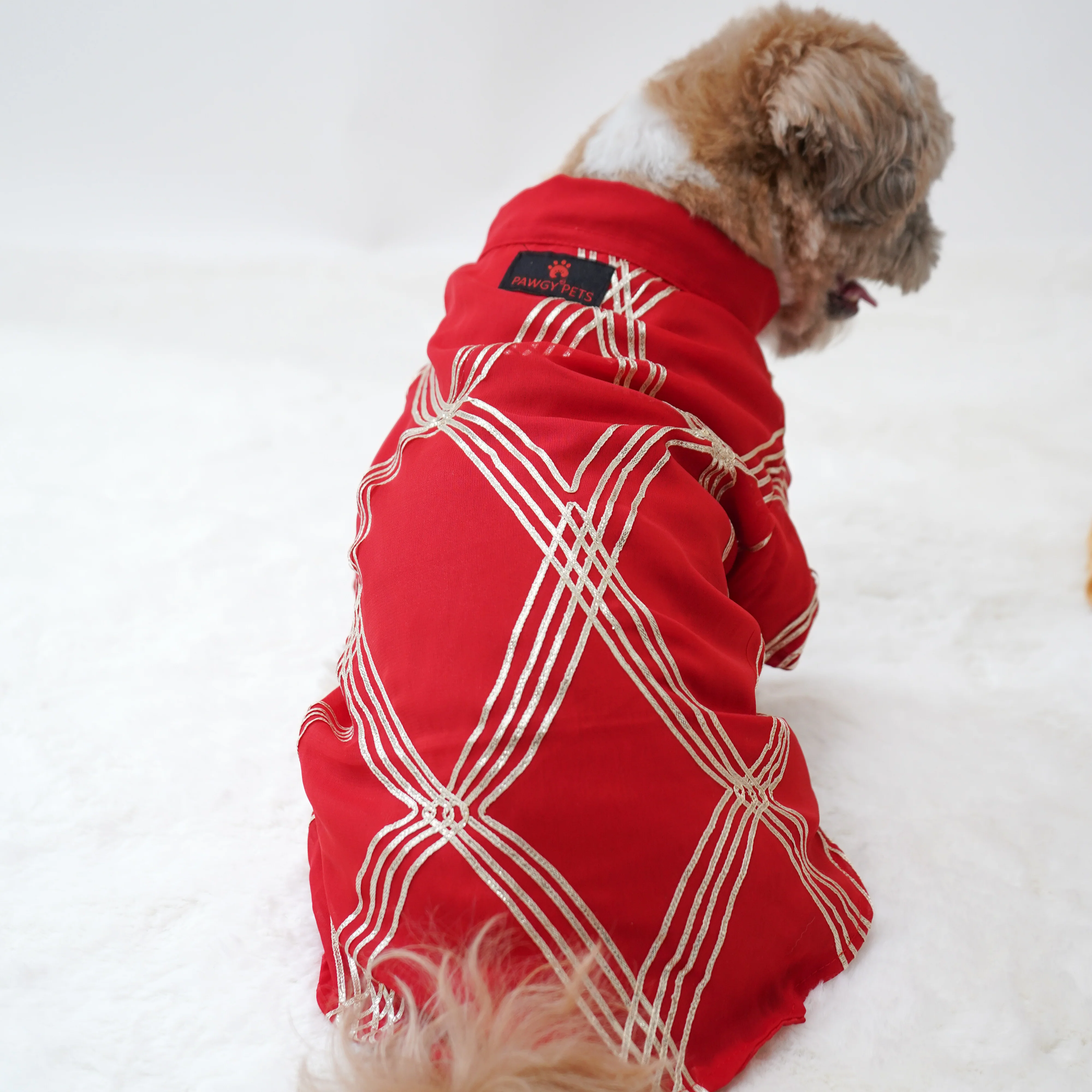 Pawgy Pets Festive Shirt Red Gota for Dogs - Image 3