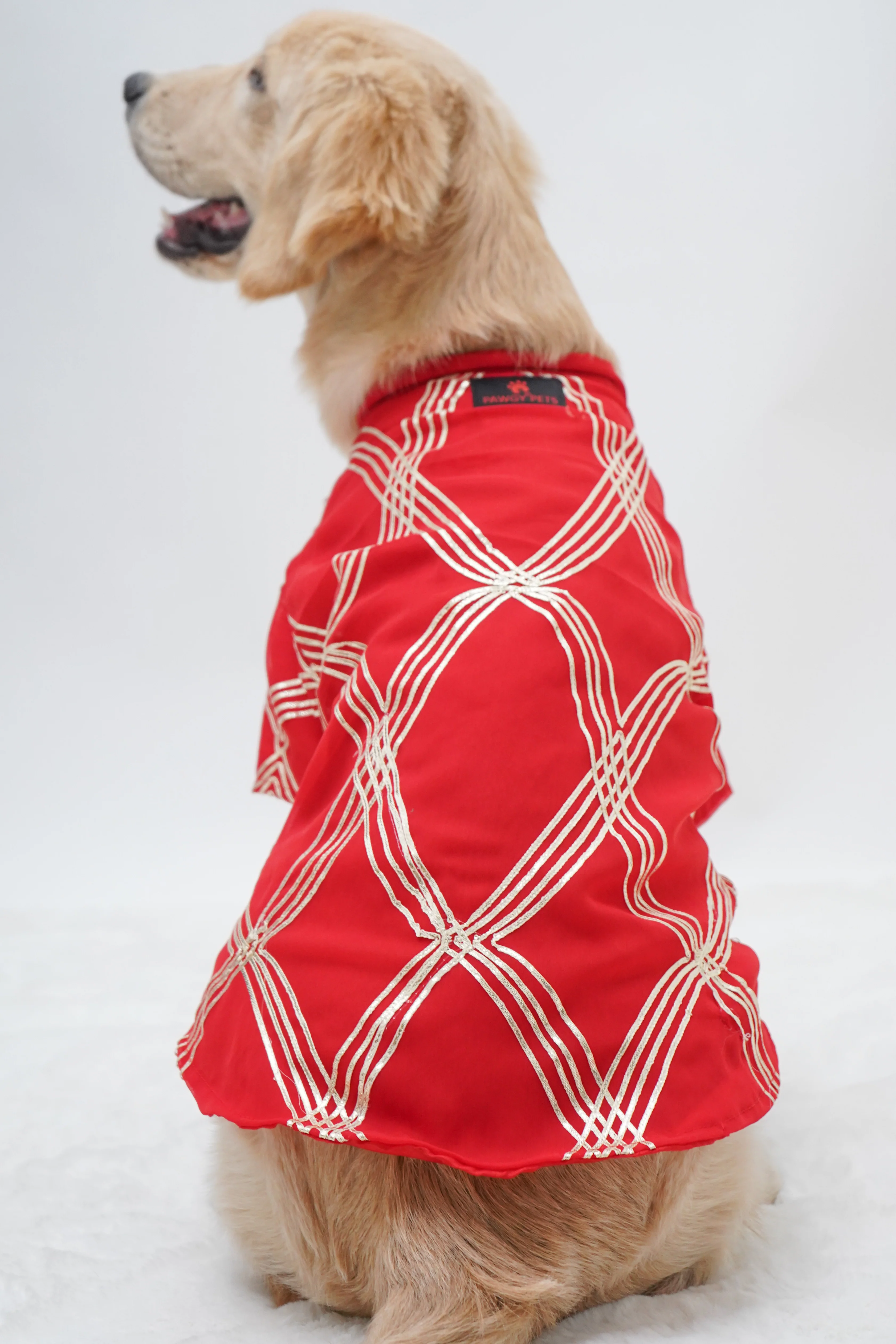 Pawgy Pets Festive Shirt Red Gota for Dogs - Image 5
