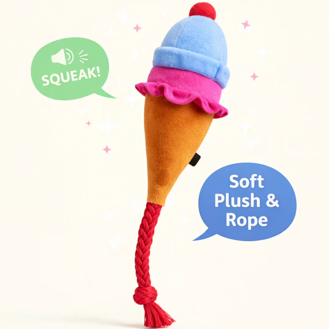 Pawgy Pets Ice Cream Doggo Plush + Rope Toy - Image 3