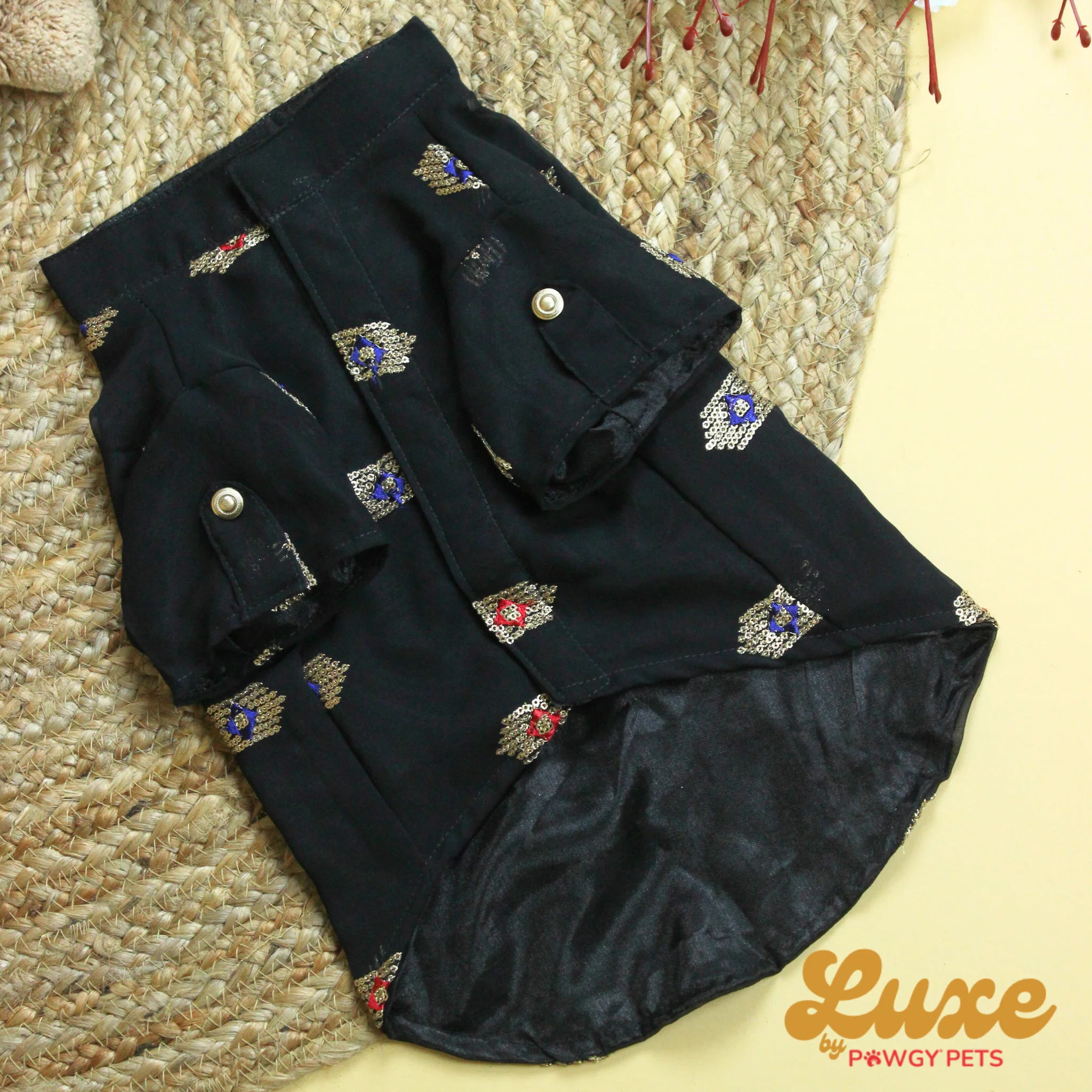Luxe by Pawgy Pets Elegant black Kurta - Image 4