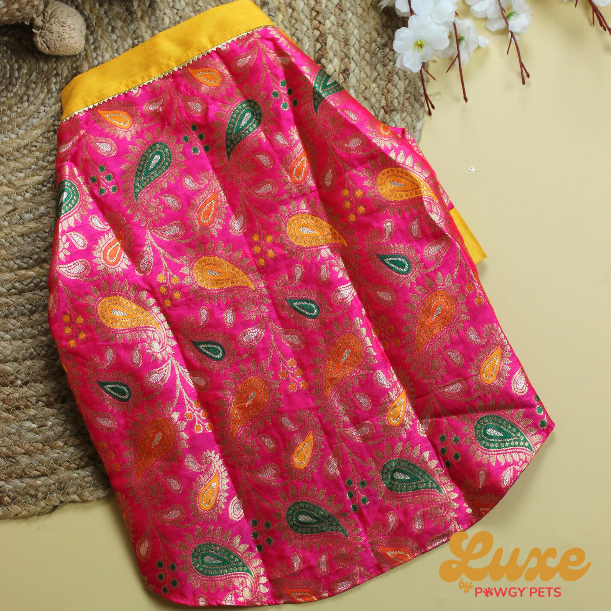 Luxe by Pawgy Pets Pink Brocade Kurta - Image 4