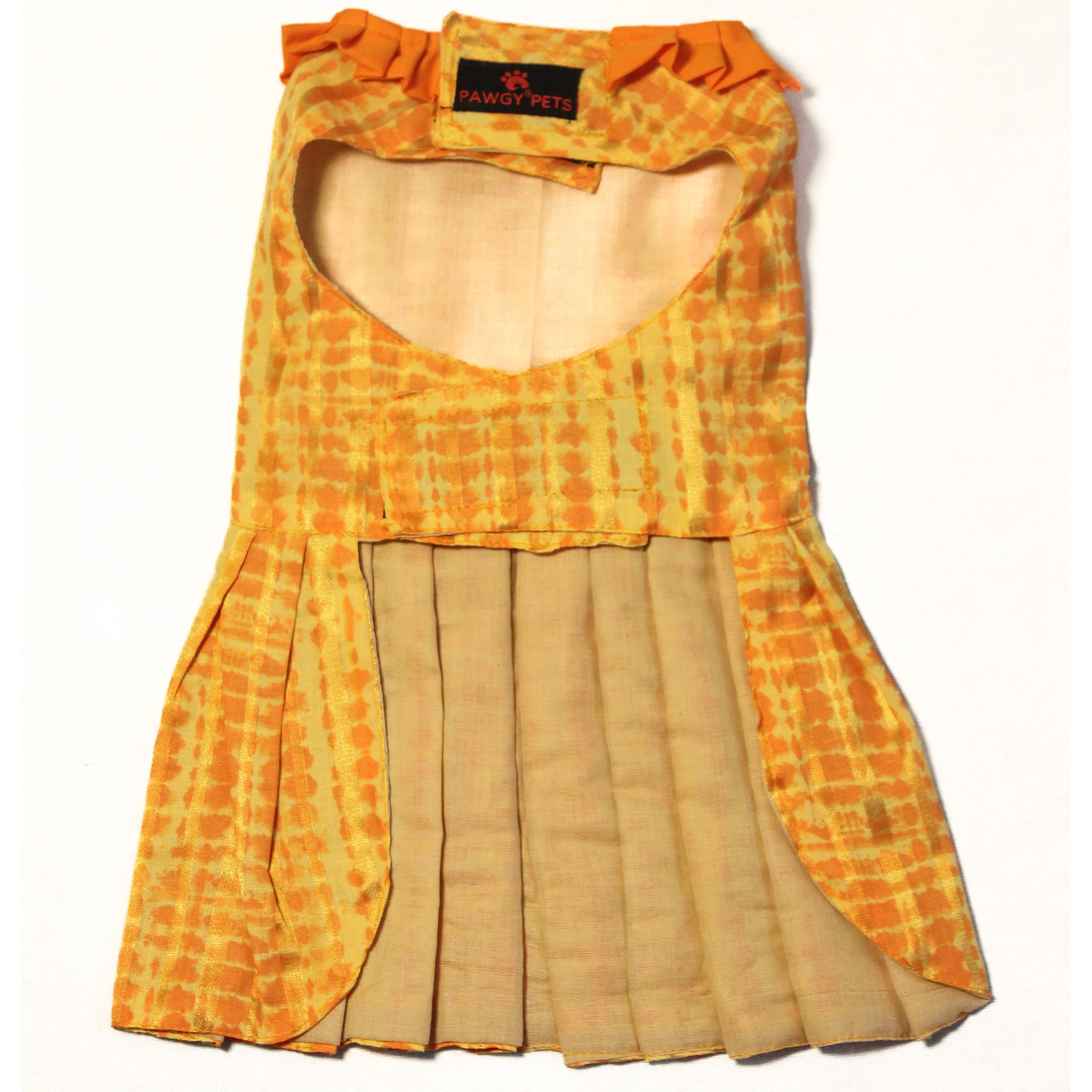 Pawgy Pets Tie and Die Orange-Yellow Dress for Dogs - Image 3