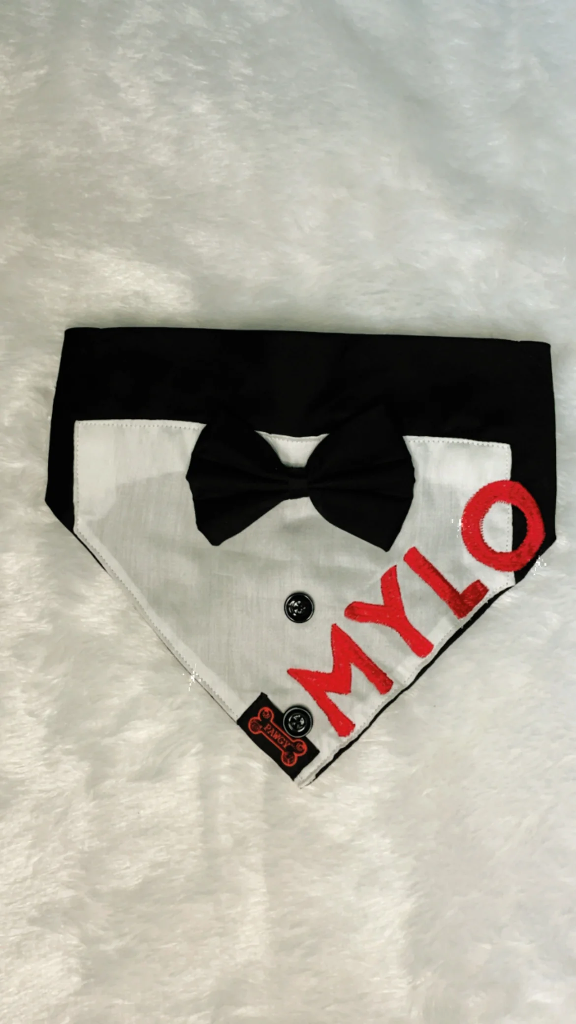 Pawgy Pets Personalised Tuxedo Bandana for Dogs & Cats - Image 3