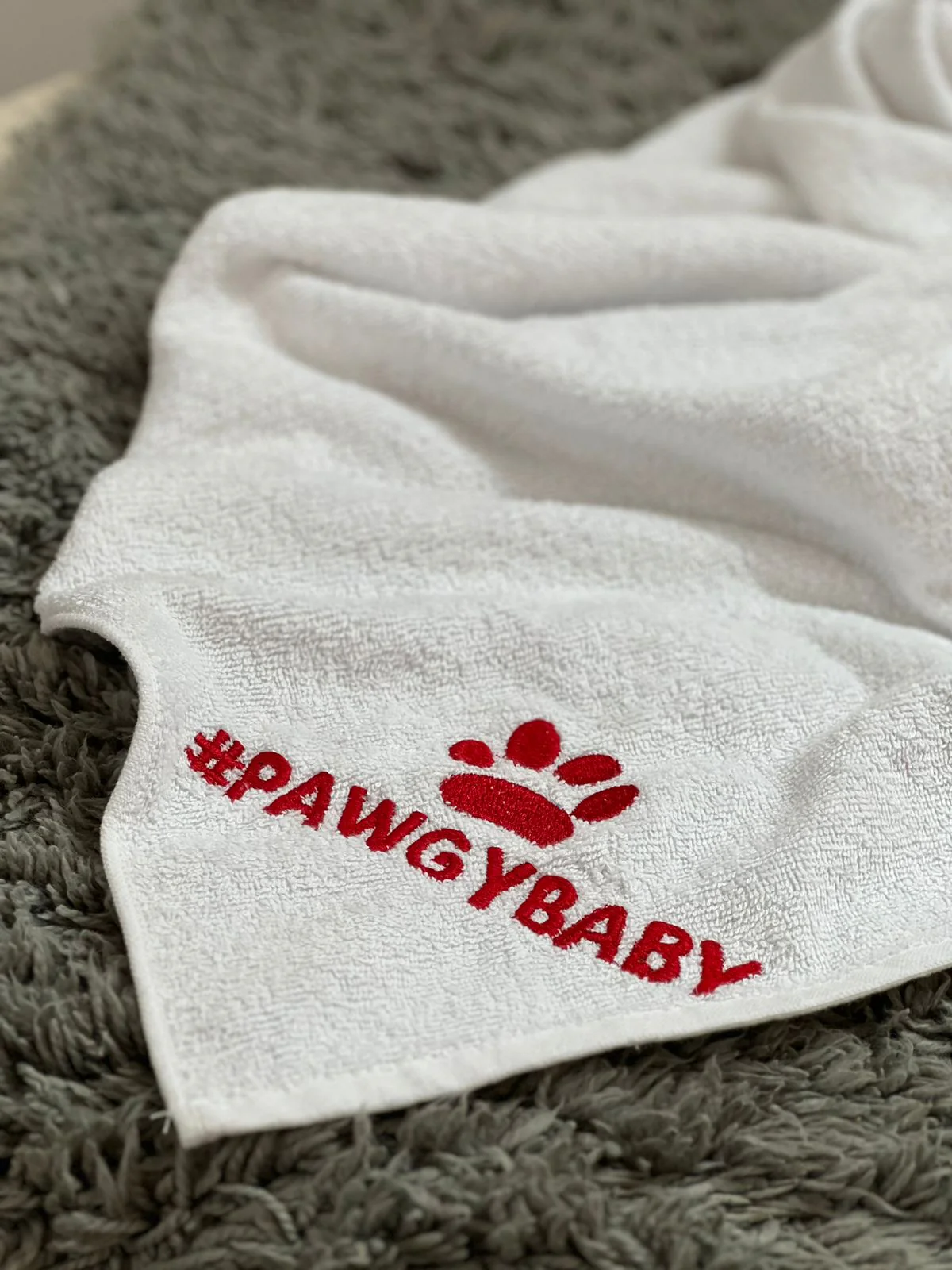 Pawgy Pets Personalised Pet Towel: White for Dogs & Cats - Image 3