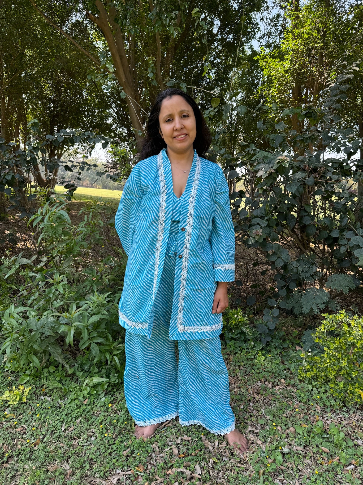 Women Coord Set + Doggo Kurta (Lehriya Blue) - Image 4