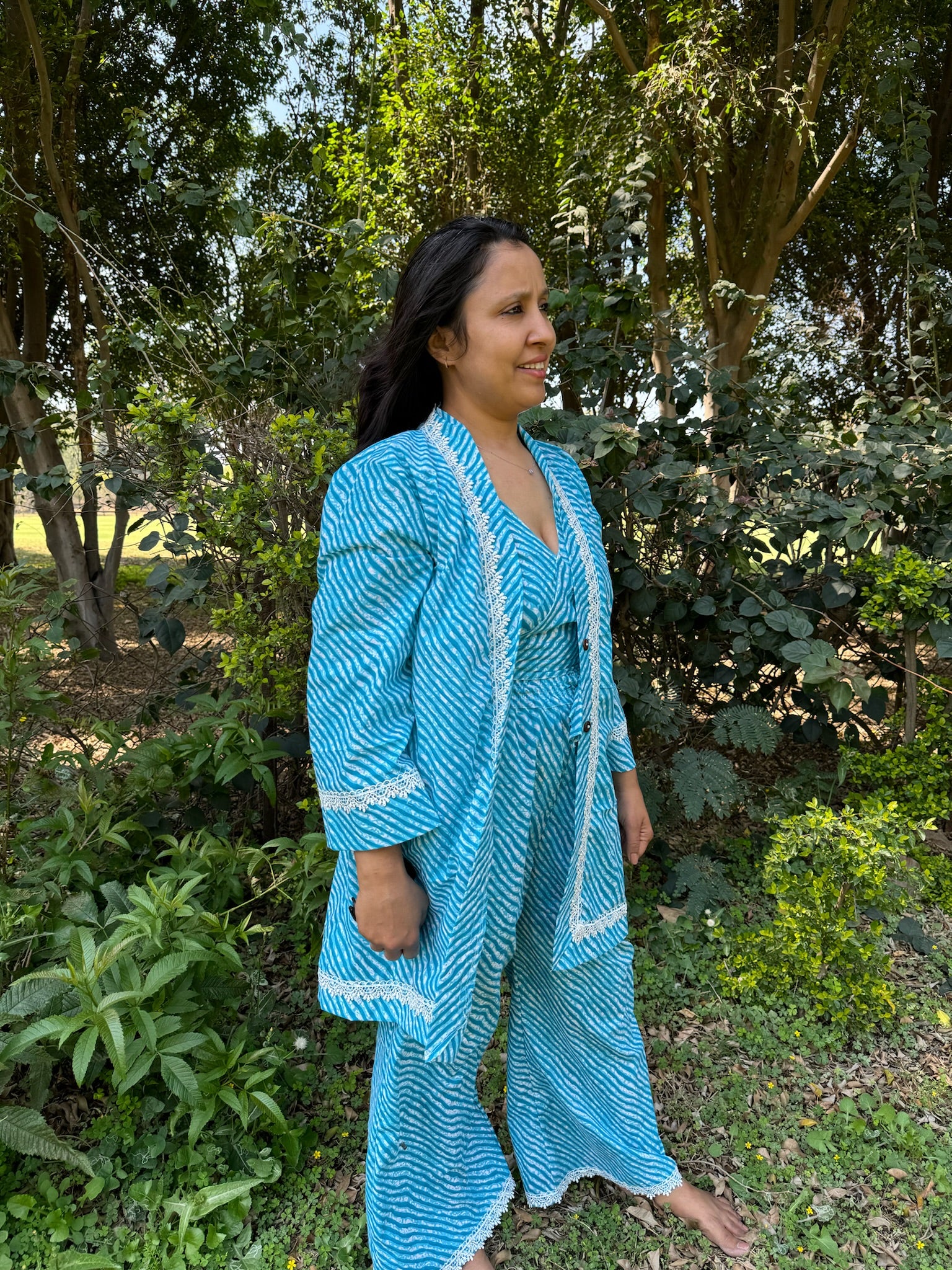 Women Coord Set + Doggo Kurta (Lehriya Blue) - Image 5