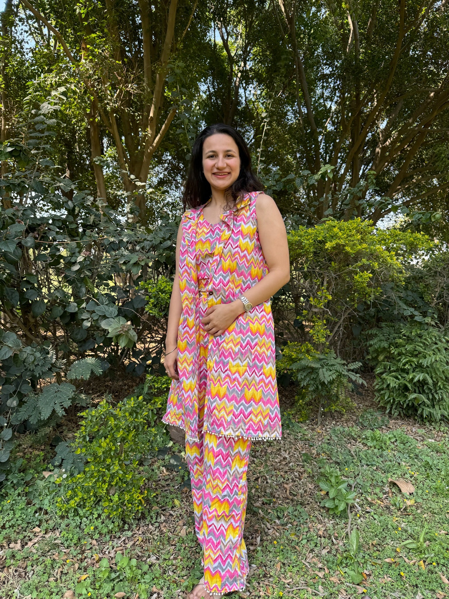 Women Coord Set + Doggo Kurta (Zig-Zag Pink) - Image 4